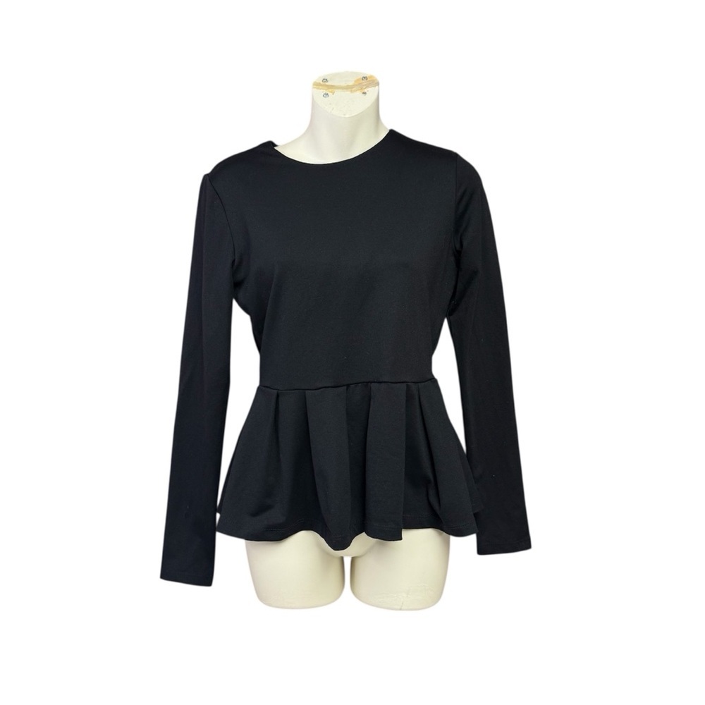 Susana Monaco Classic Black Peplum Blouse size medium very fitted